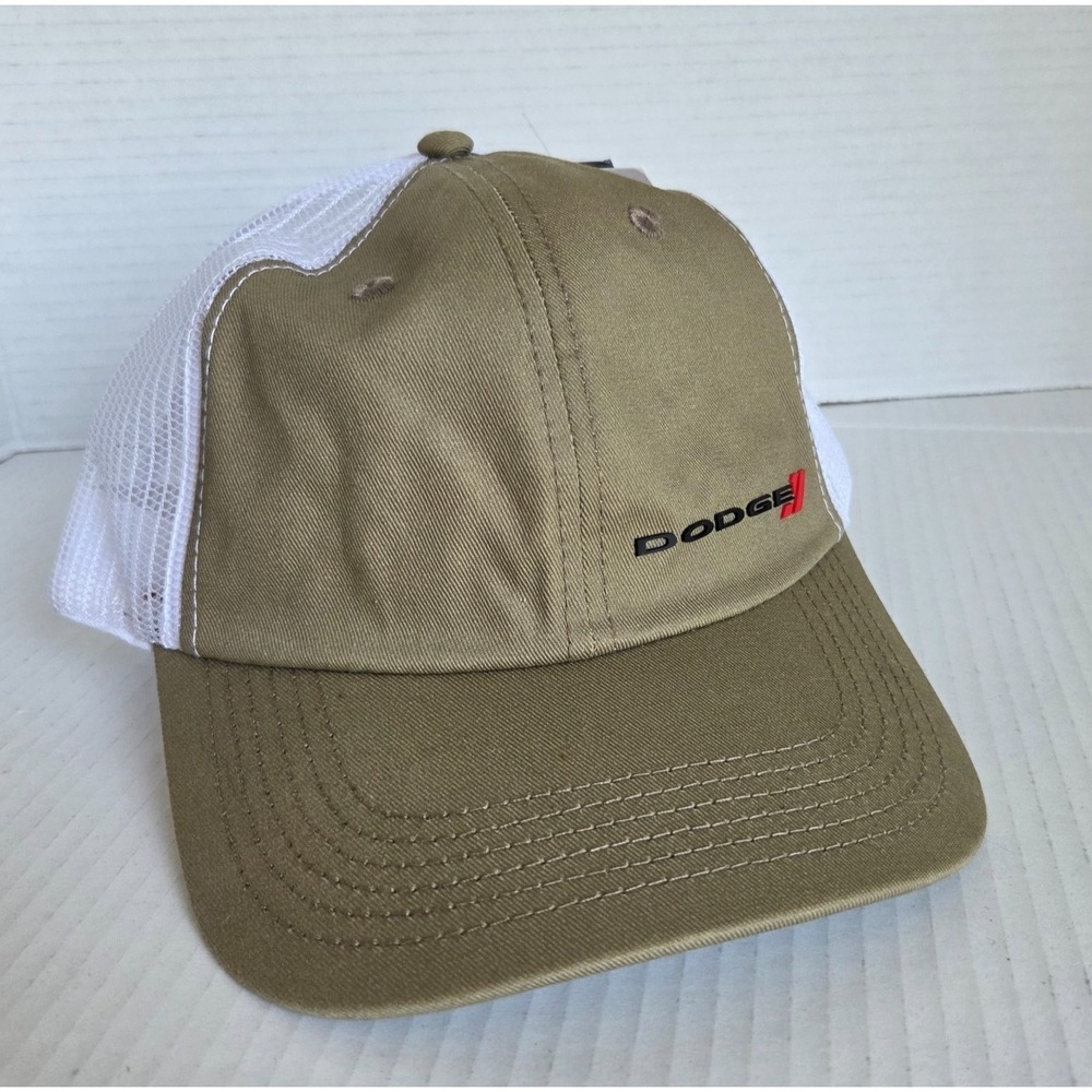 FCA Dodge Trucker Khaki Hat Mesh SnapBack Rubber Patch Promotional NEW Deadstock - Picture 2 of 11